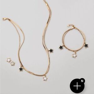 Gold and Black Star Necklace Set
